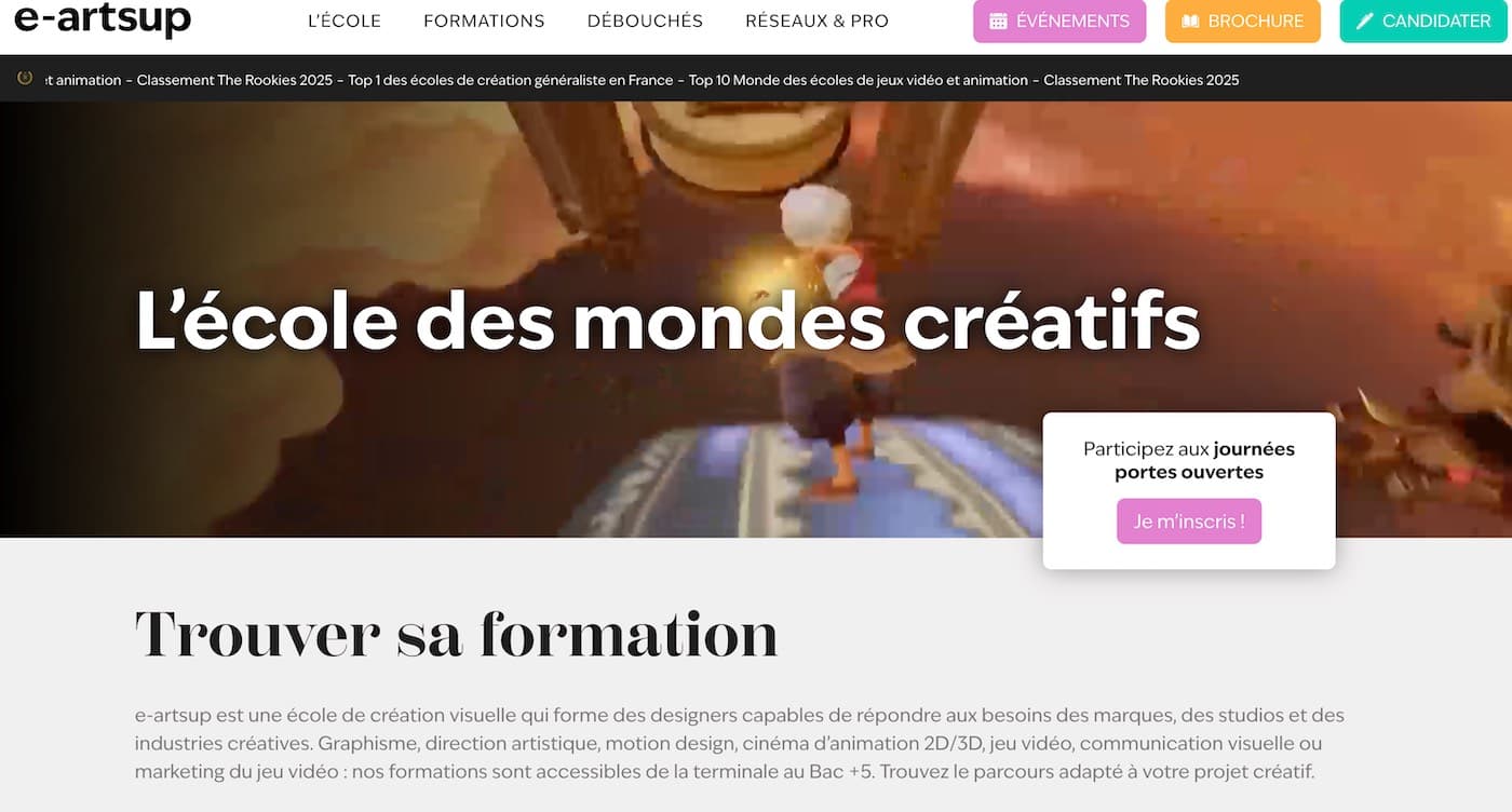 Capture du projet E-artsup